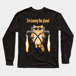 Cool Jet Pack Cat Design Long Sleeve T-Shirt